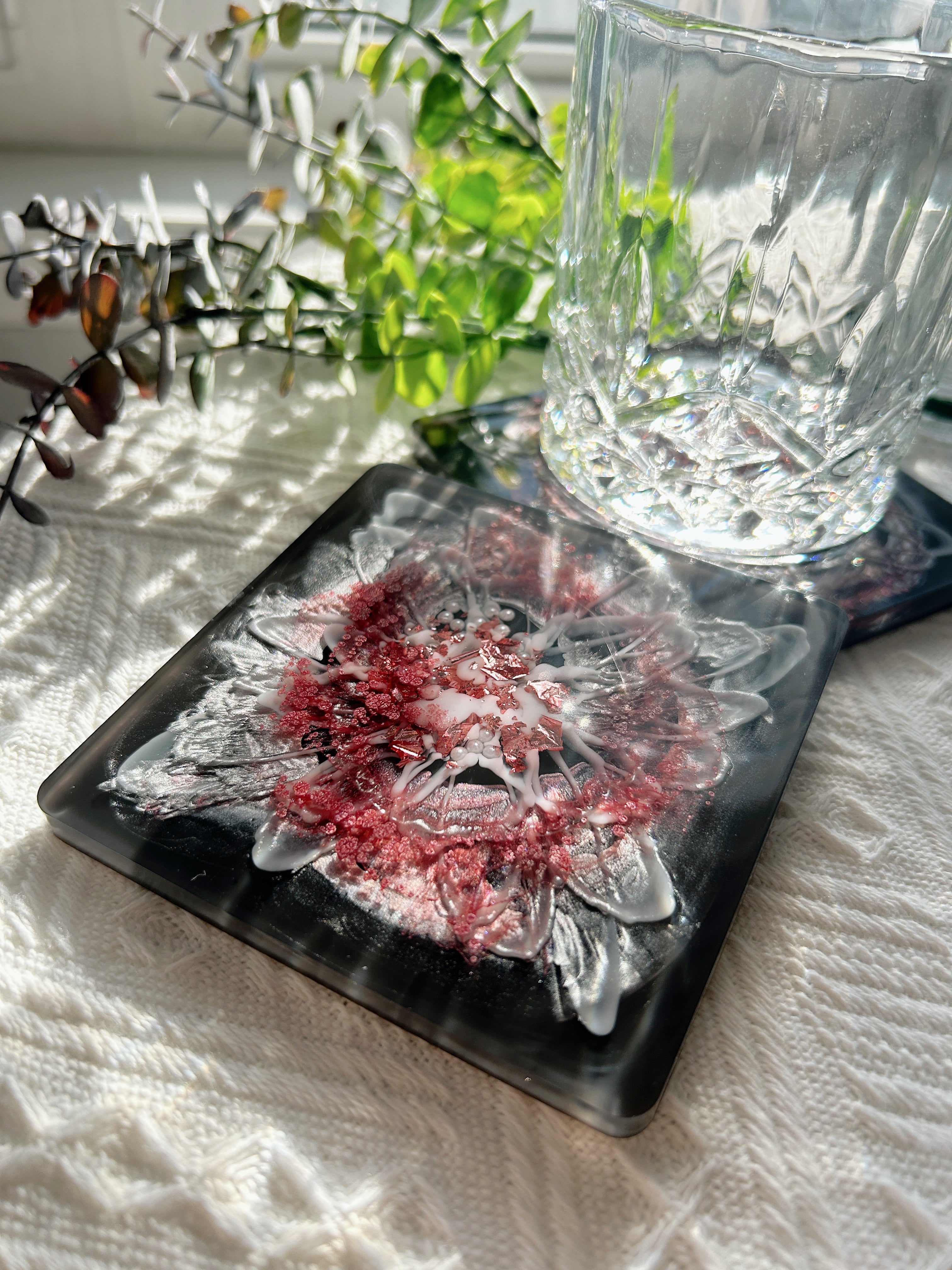 【Blooming Beauty】Handmade Resin Coasters (pair)