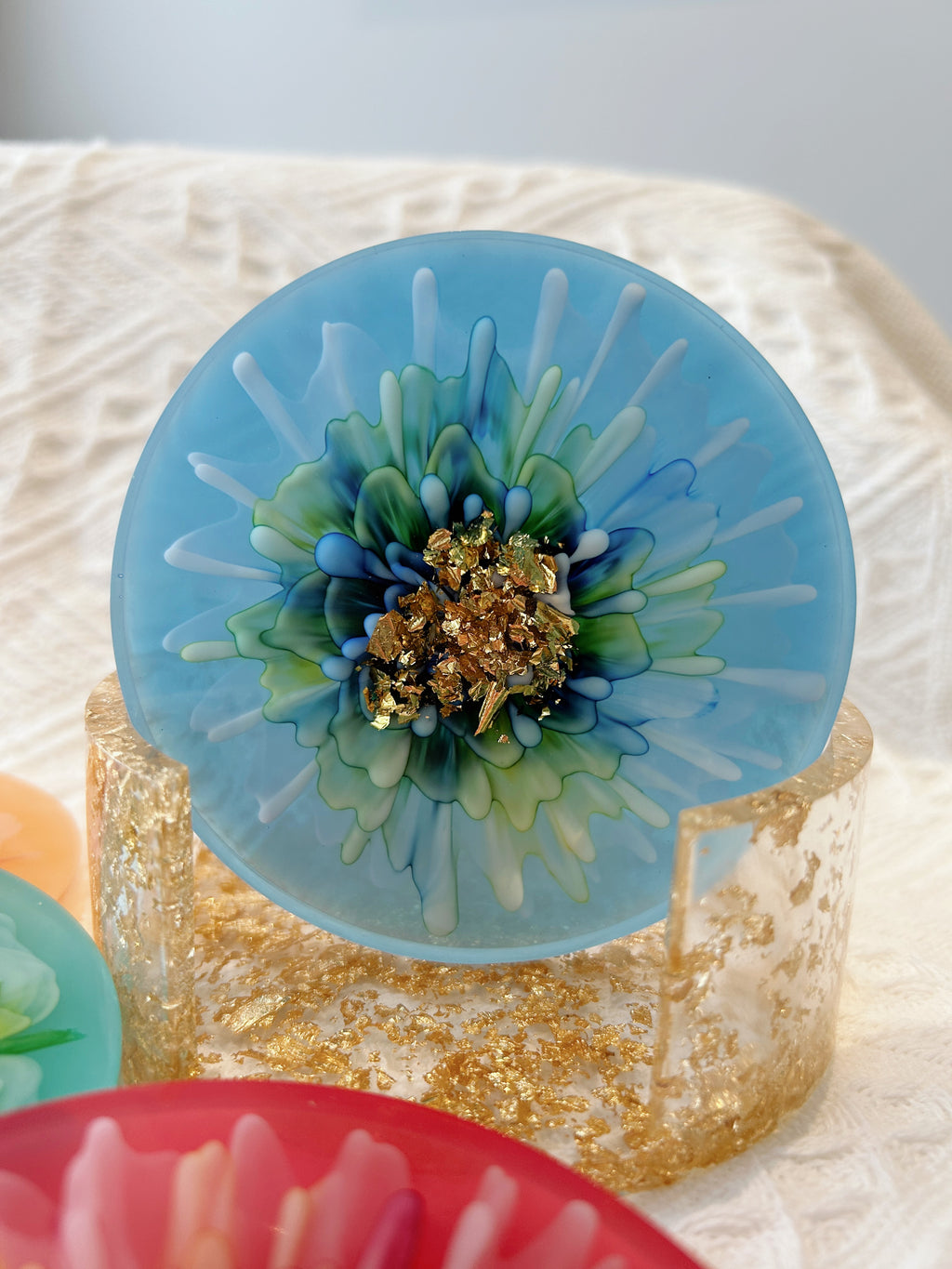 【Blooming Beauty】Handmade Resin Coaster Set (set of 5)