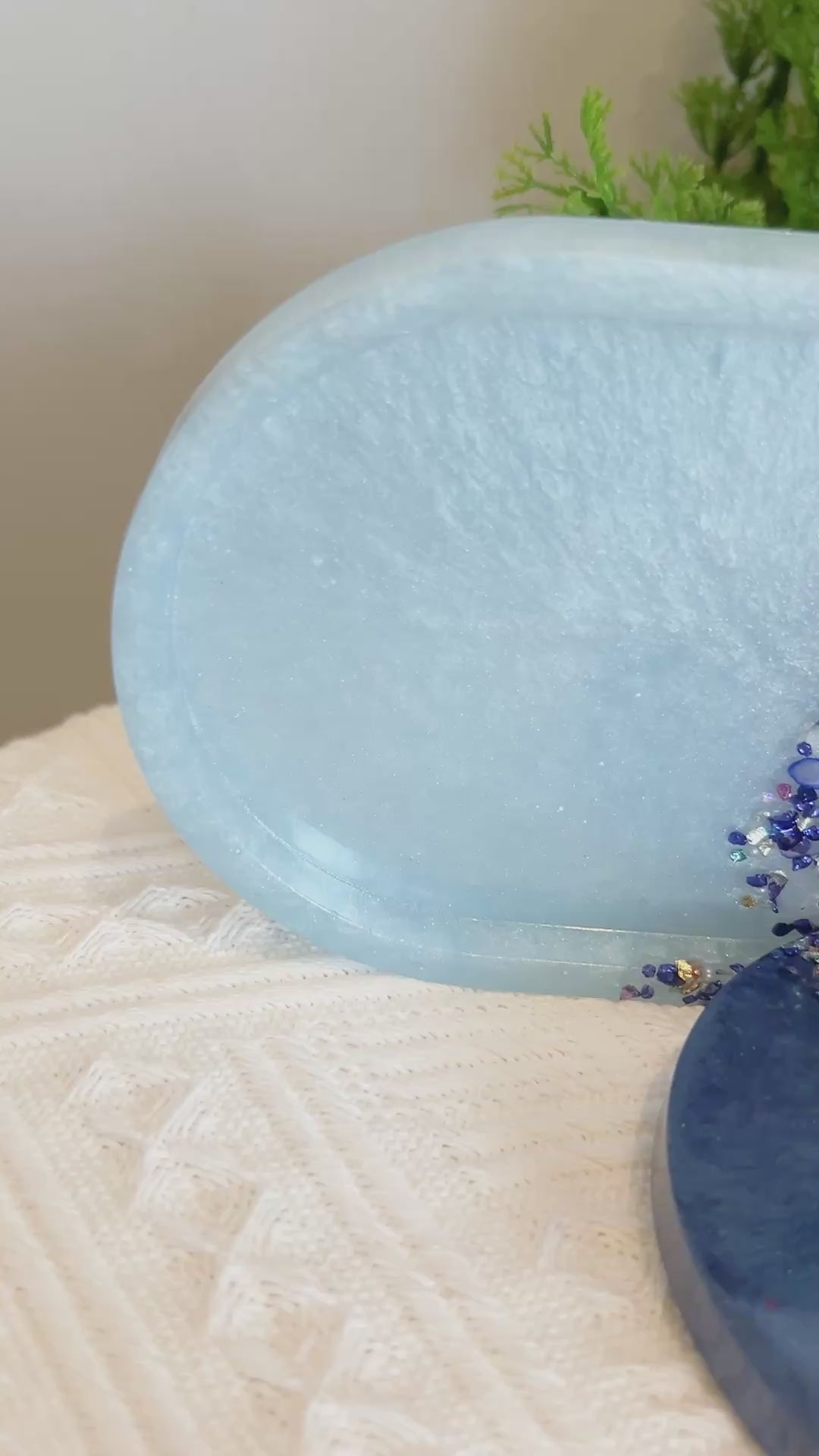【Crystal Glow】Handmade Resin Coaster & Trinket Tray (2-piece set)