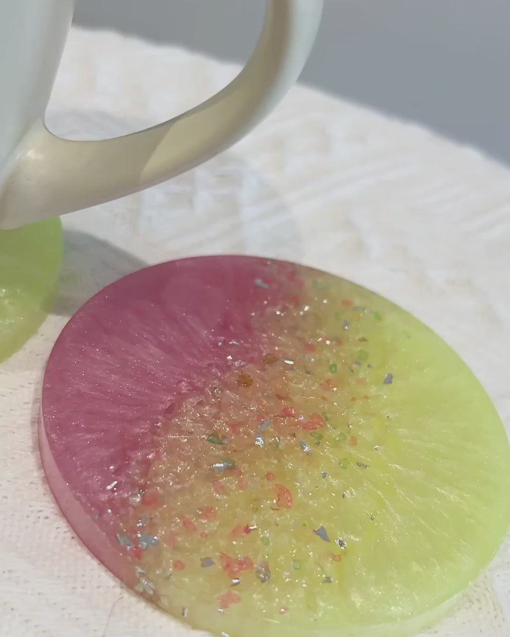 【Crystal Glow】Handmade Resin Coaster & Trinket Tray (3-piece set)
