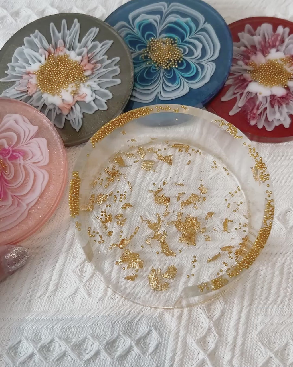 【Blooming Beauty】Handmade Resin Coaster Set (set of 5)
