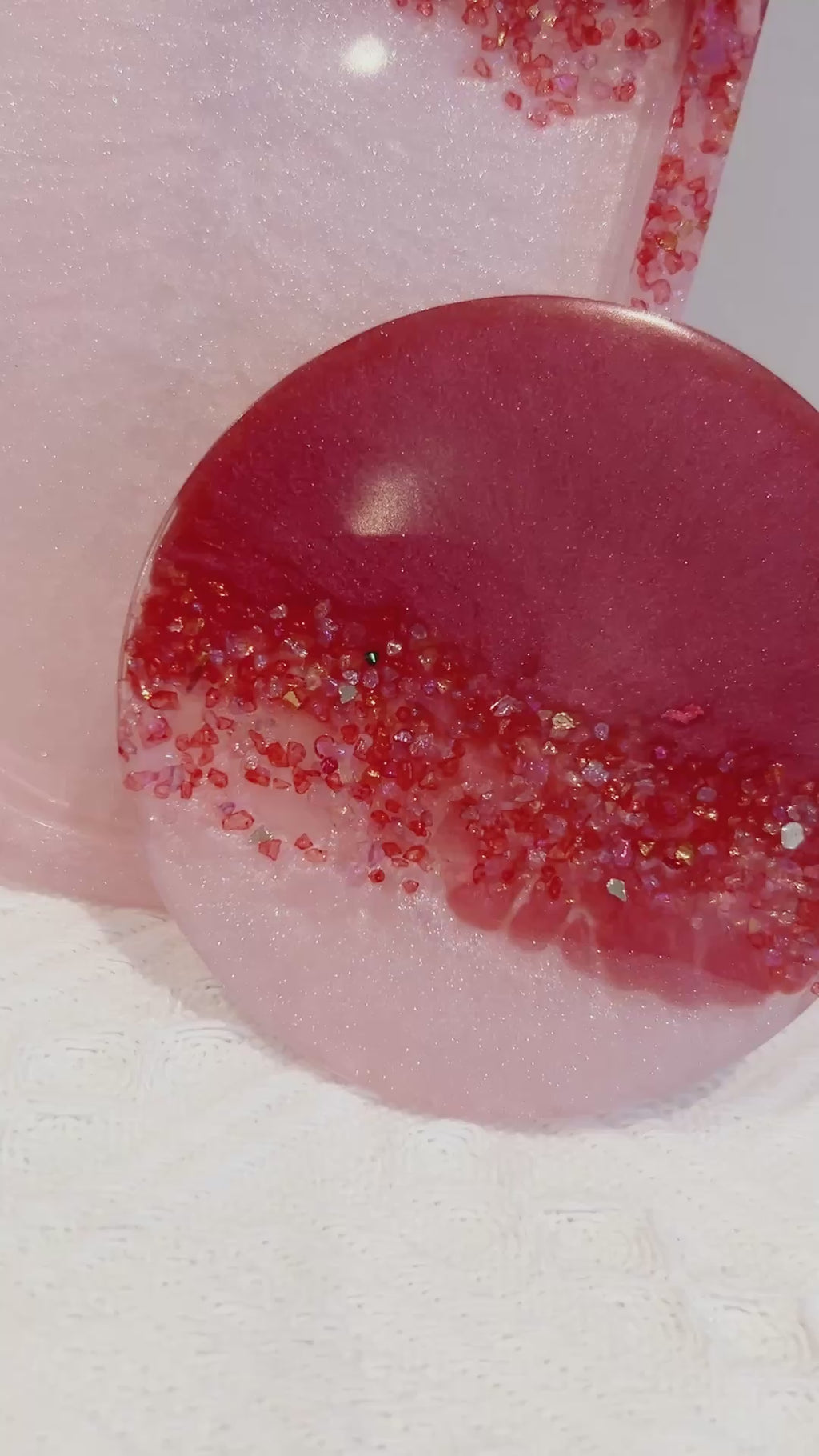 【Crystal Glow】Handmade Resin Coaster & Trinket Tray (2-piece set)